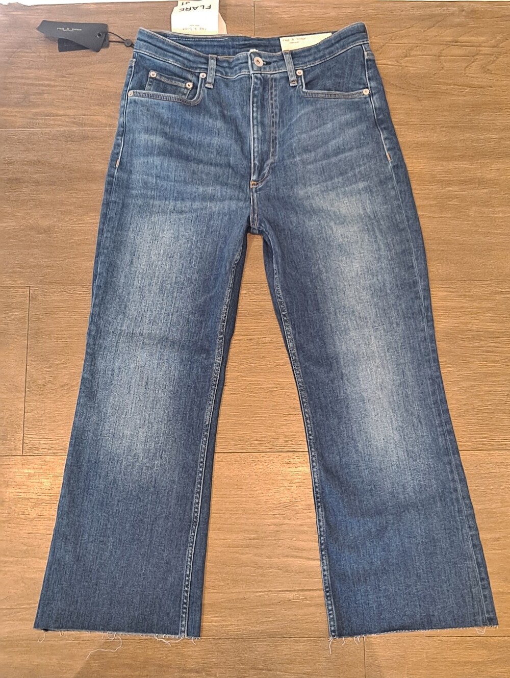 rag & bone High-Rise Casey Ankle Flare Blue Jeans Women's Size 31